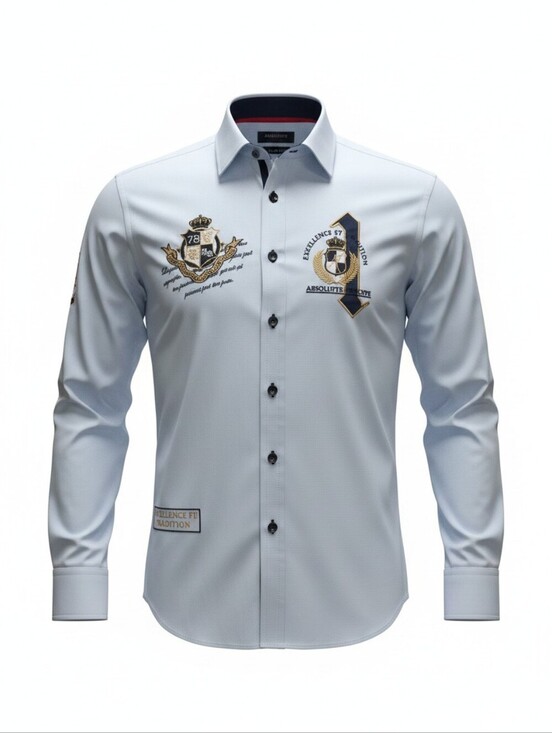absolute rebellion Other - Absolute Rebellion Embroidered Light Blue Men's Dress Shirt Luxury Size 2 (S)
